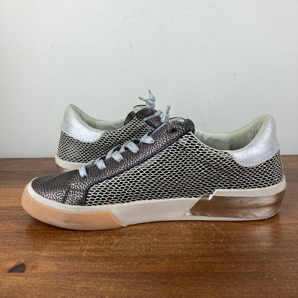 Dolce Vita Zina Mercury Leather Sneakers Silver Snake Print Women’s Size 8. - Picture 7 of 11
